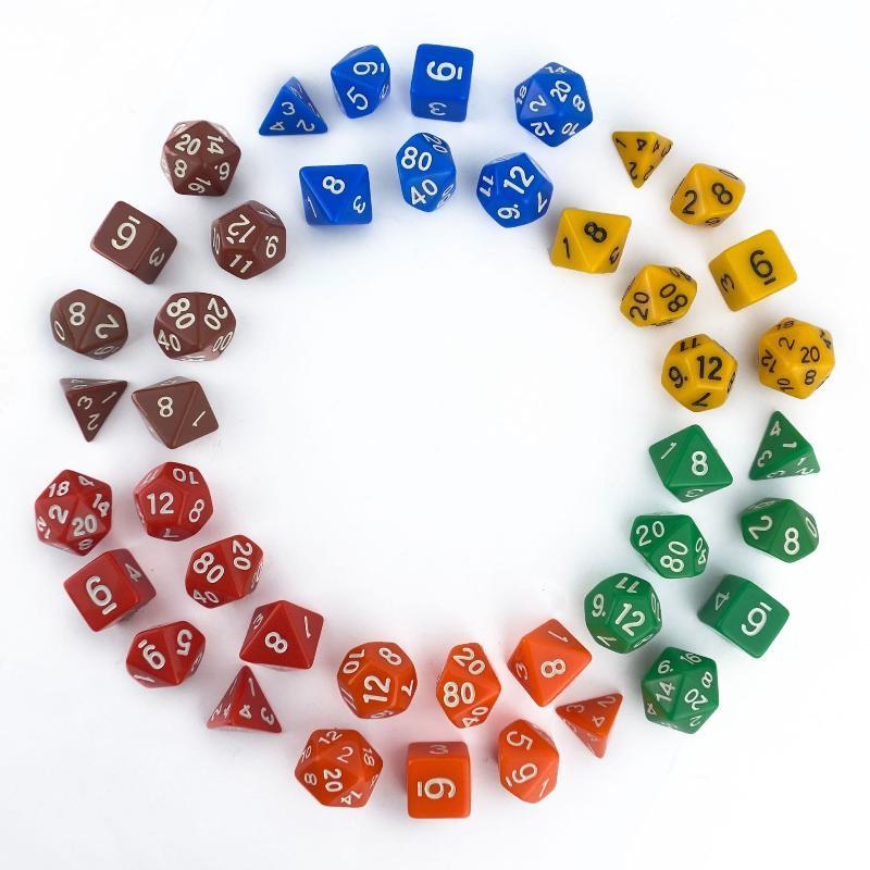 7-teiliges polyedrisches Dnd-Würfelset mit Schriftart, 2-farbigem Marmor, Zählern für D&D RPG, Würfelset mit Aufbewahrungsbeutel