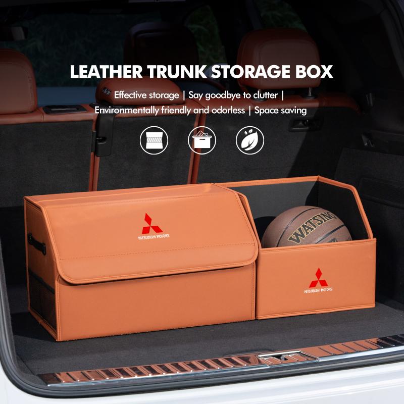 Multifunctional Car Organizer Waterproof Collapsible Leather Box For Mitsubishi Outlander Lancer Cross Colt Xpander Mirage