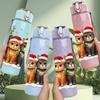1PC Christmas Winter Cat Crew 750ml Color Plastic Sports Water Bottle Leakproof Flip Straw Lid Suitable for Sports Office Home Use