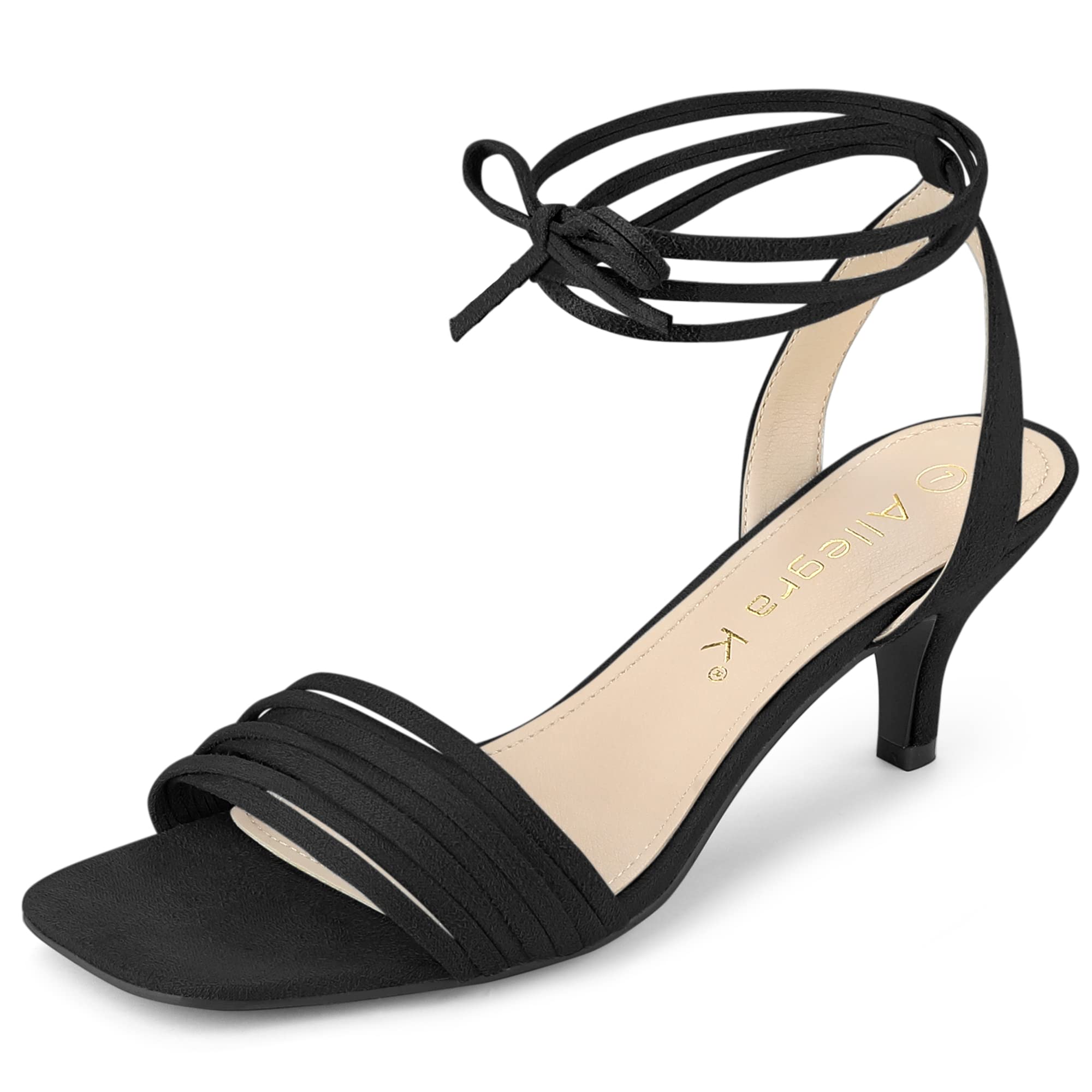 

Allegra K Women s Lace-Up Sandals, Open Toe, Stiletto Heel, Black, Size 26.0 cm