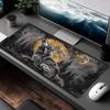Grauer Wolf Heulend Silber Gold Kohlezeichnung Mauspads Große Schreibtischunterlage für Büro Laptop Gaming Weihnachten Geburtstagsgeschenk