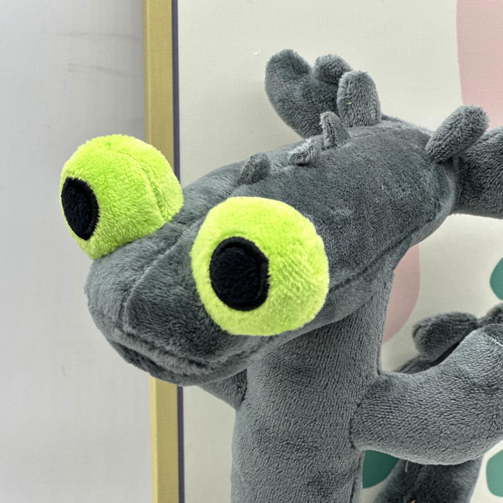 New Year Dancing Black Dragon Plush Toy with Gray Big Eyes