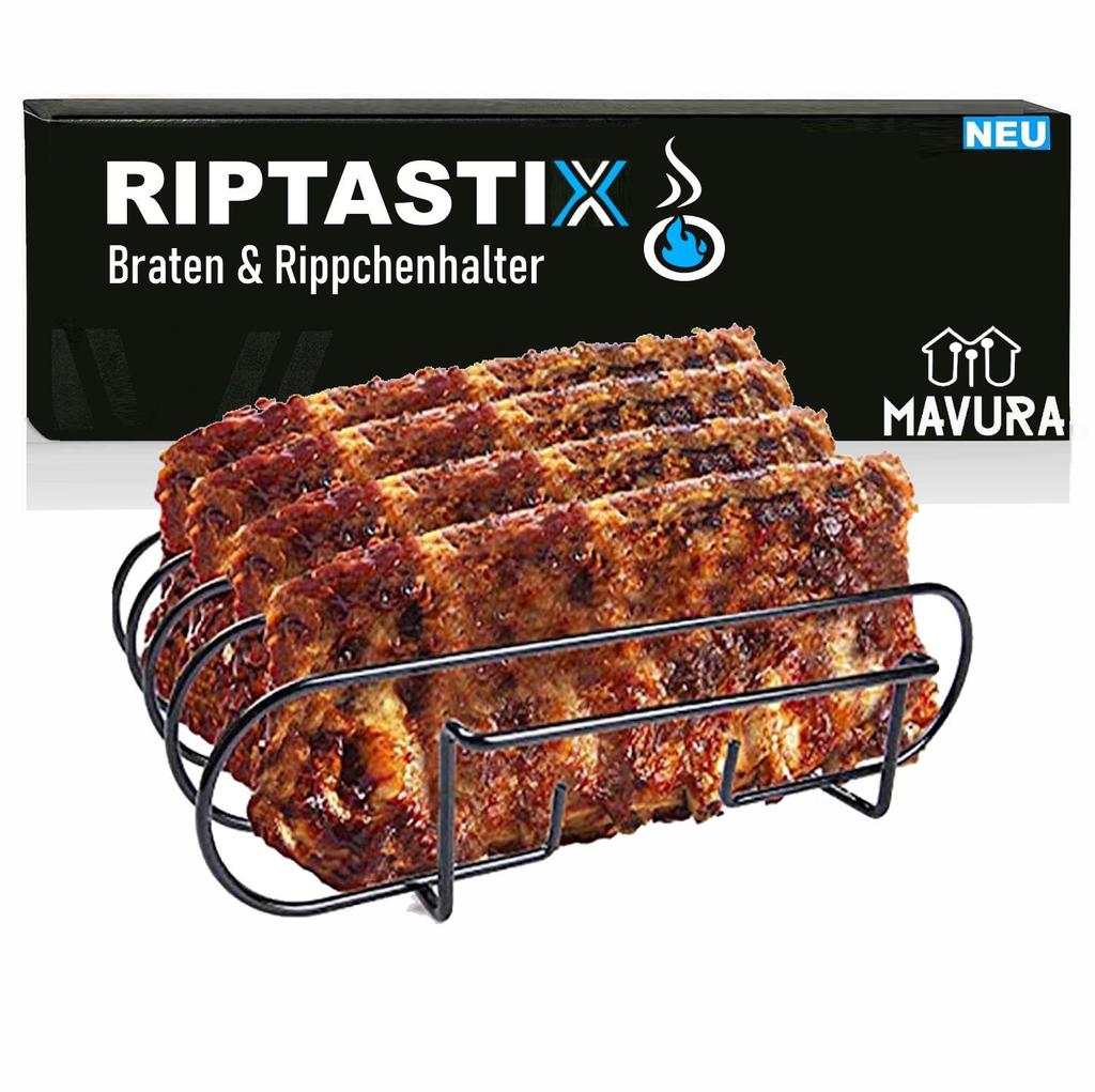 RIPTASTIX Rib Holder Roast Holder Spare Ribs Steak Chop Holder for Grill