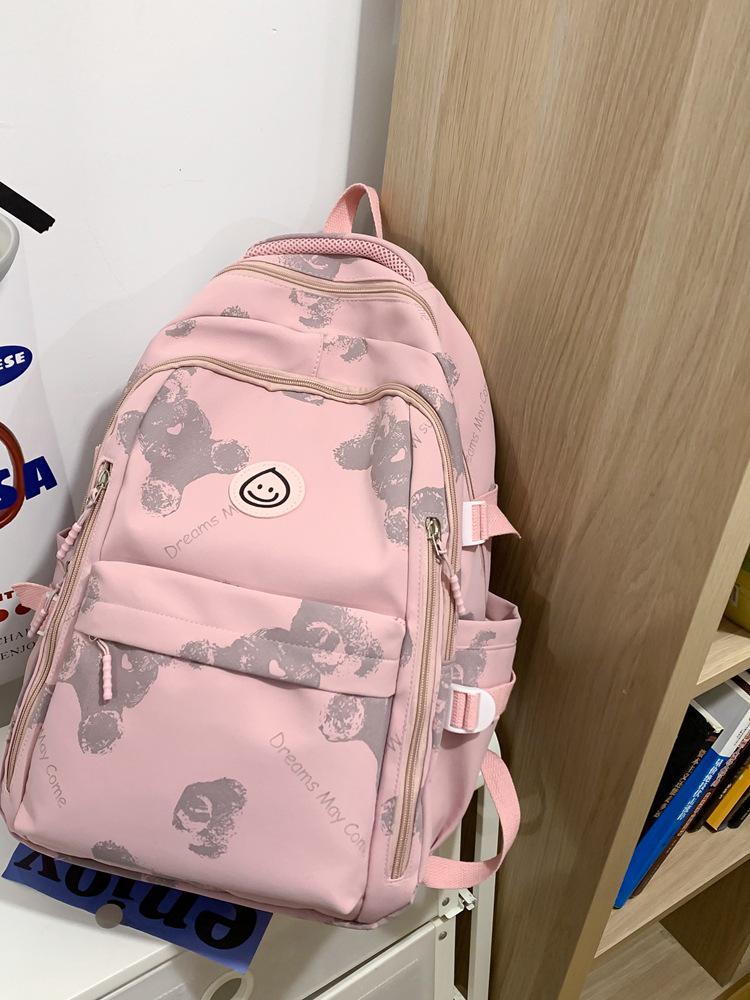 Unisex Large Capacity Fashionable Teddy Bear Print Backpack for Students and Travelers