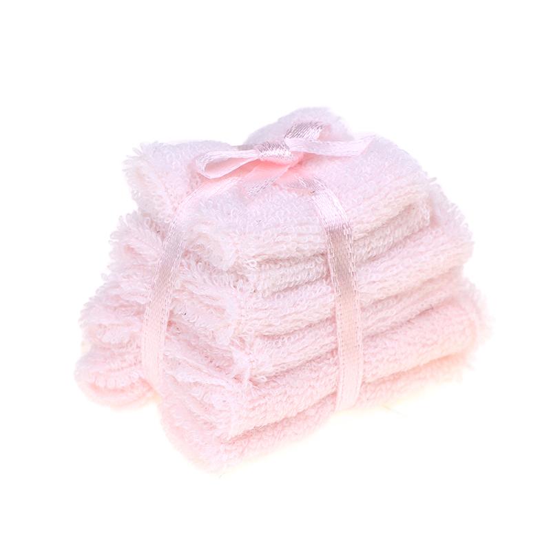 1:12 Dollhouse Miniature Towel Bath Towel Face Towel Set Model Bathroom Furniture Decor Accessories Toys