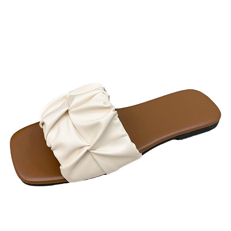 

2025 летние новые толстые однотонные квадратные модные женские тапочки большого размера 43