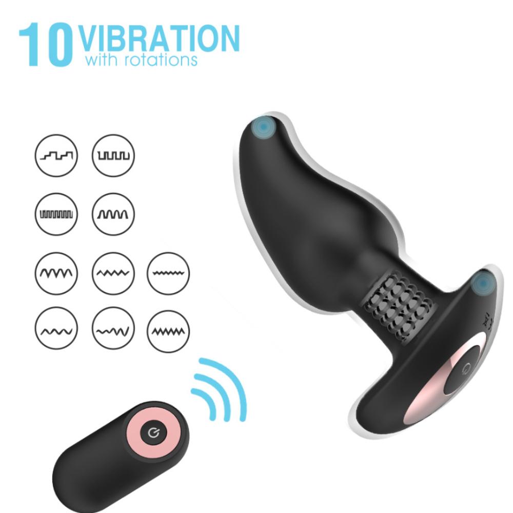 Remote Control Rotating Beads Anal Plug - Wearable Vibrating Prostate Massager for Men & Women, Discreet Adult Toy