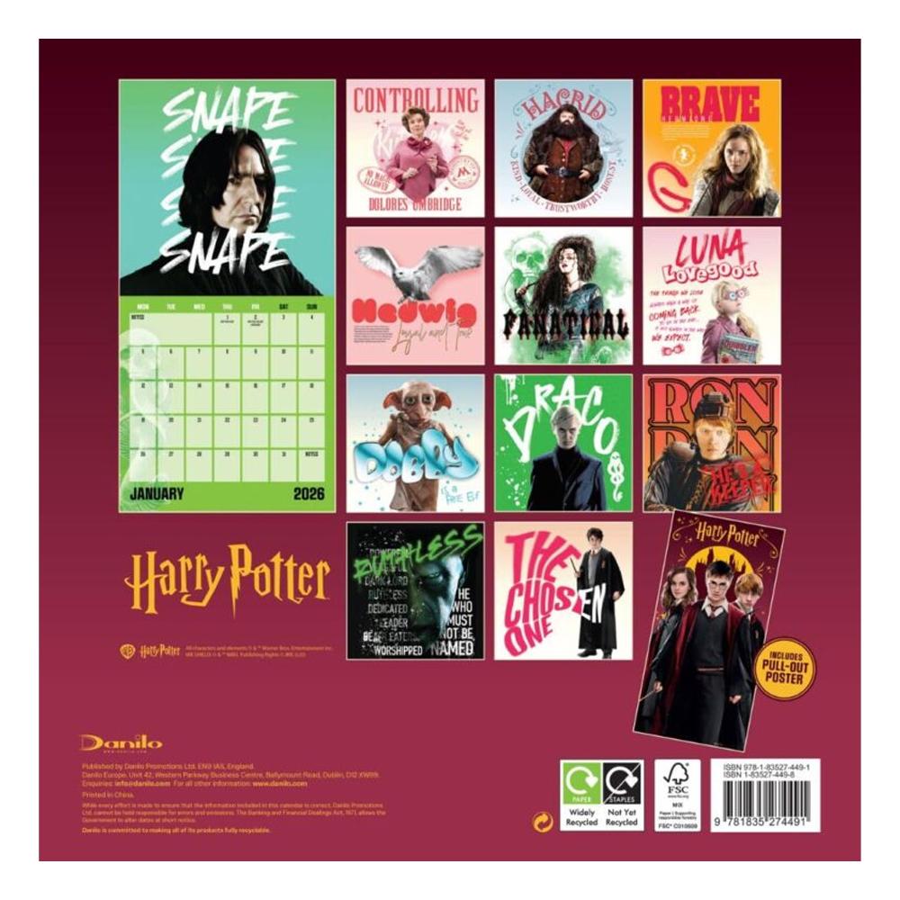 HARRY POTTER Calendar de perete pătrat 2026
