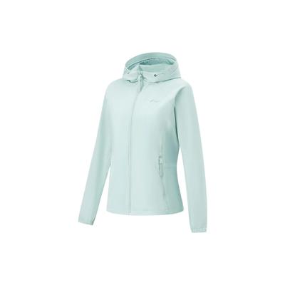 Li Ning Fitness Series Solid Color Hooded Water-Resistant Loose Sports Jacket Women Jacket Stone-Blue-Gray AFDT650-4