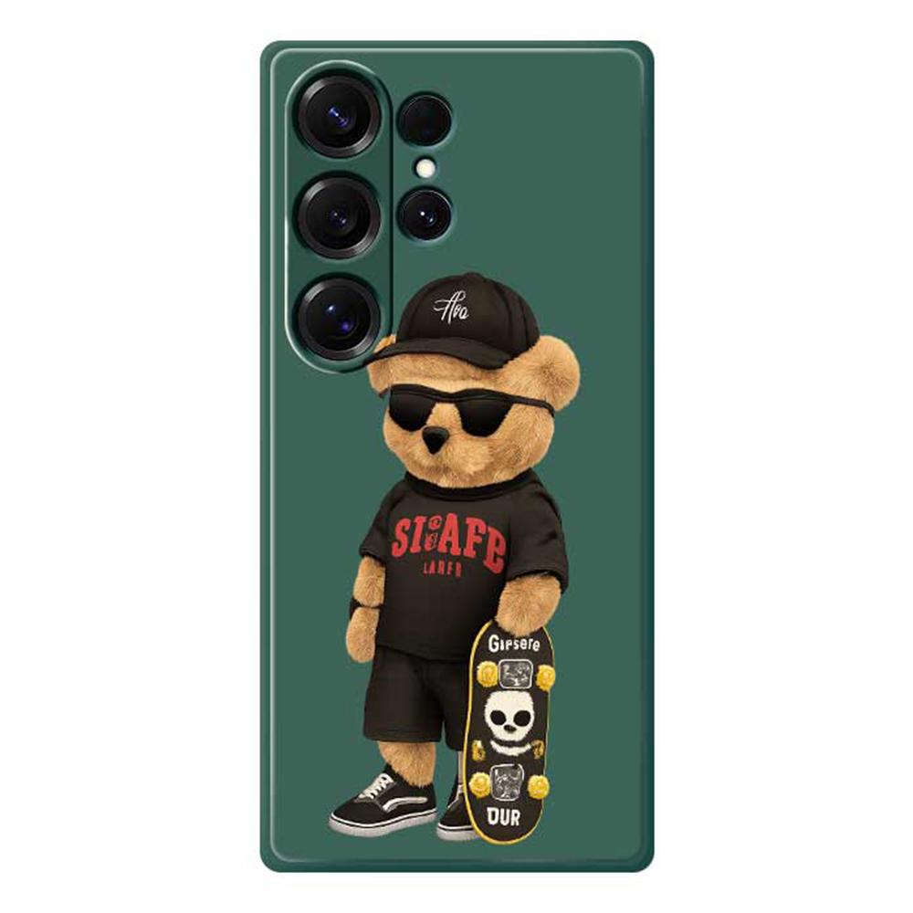 For Samsung Galaxy S25 Ultra Case Cool Bear Pattern Printing Straight Edge TPU Phone Back Cover