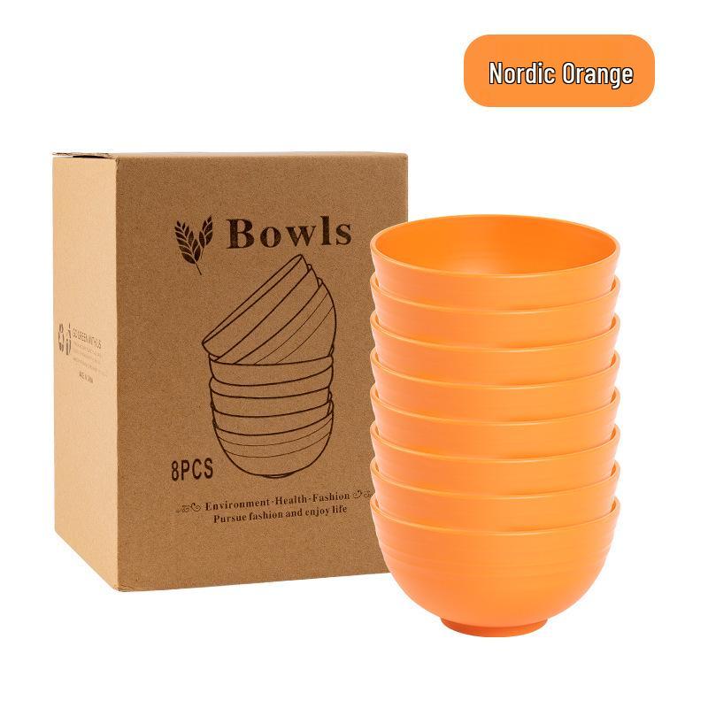 Cross-border PP Plastic Bowl Set - Multi-purpose for Dormitory: Includes Water, Fruit, Salad, Noodle, Soup, and Rice Bowls. Large Size.