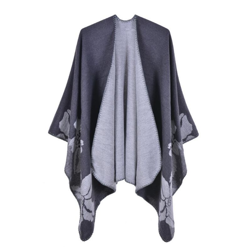 Women's scarf shawl creative new fashion imitation cashmere jacquard split fork thickened large cape air conditioner warm shawl