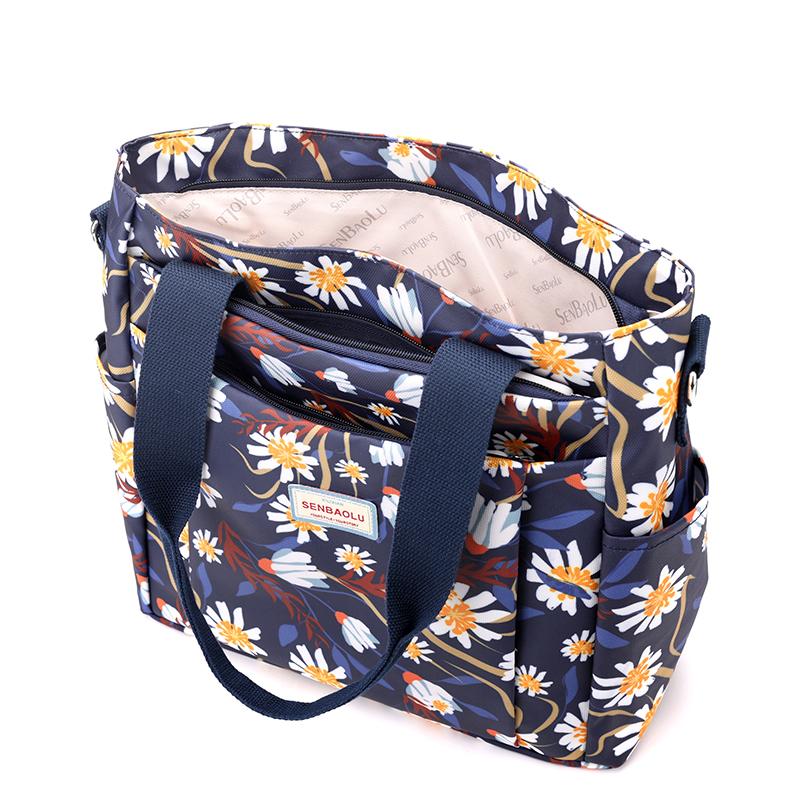 A4 Book Capacity Women Top-Handle Bag Fashion Floral Pattern Handbag  Fabric Shoulder Bag Female Casual Tote