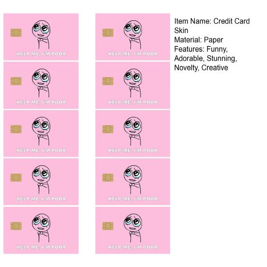 Credit Card Skin Sticker Cover Funny Debit Card Decal Wrap for Bank Metro Key Card Debit