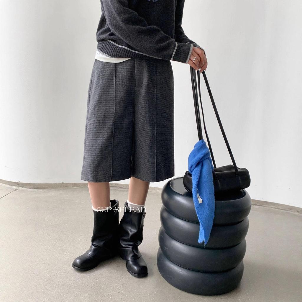 6UP Autumn Korean Wool Plaid Slimming Textured Casual Women's Shorts