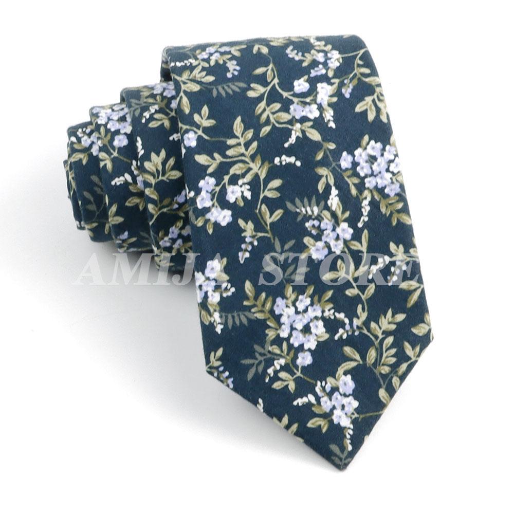 New Cotton Floral Tie For Men Women Soft Gentle Elegant Flower Necktie White Blue Yellow Narrow Skinny Wedding Party Accessories
