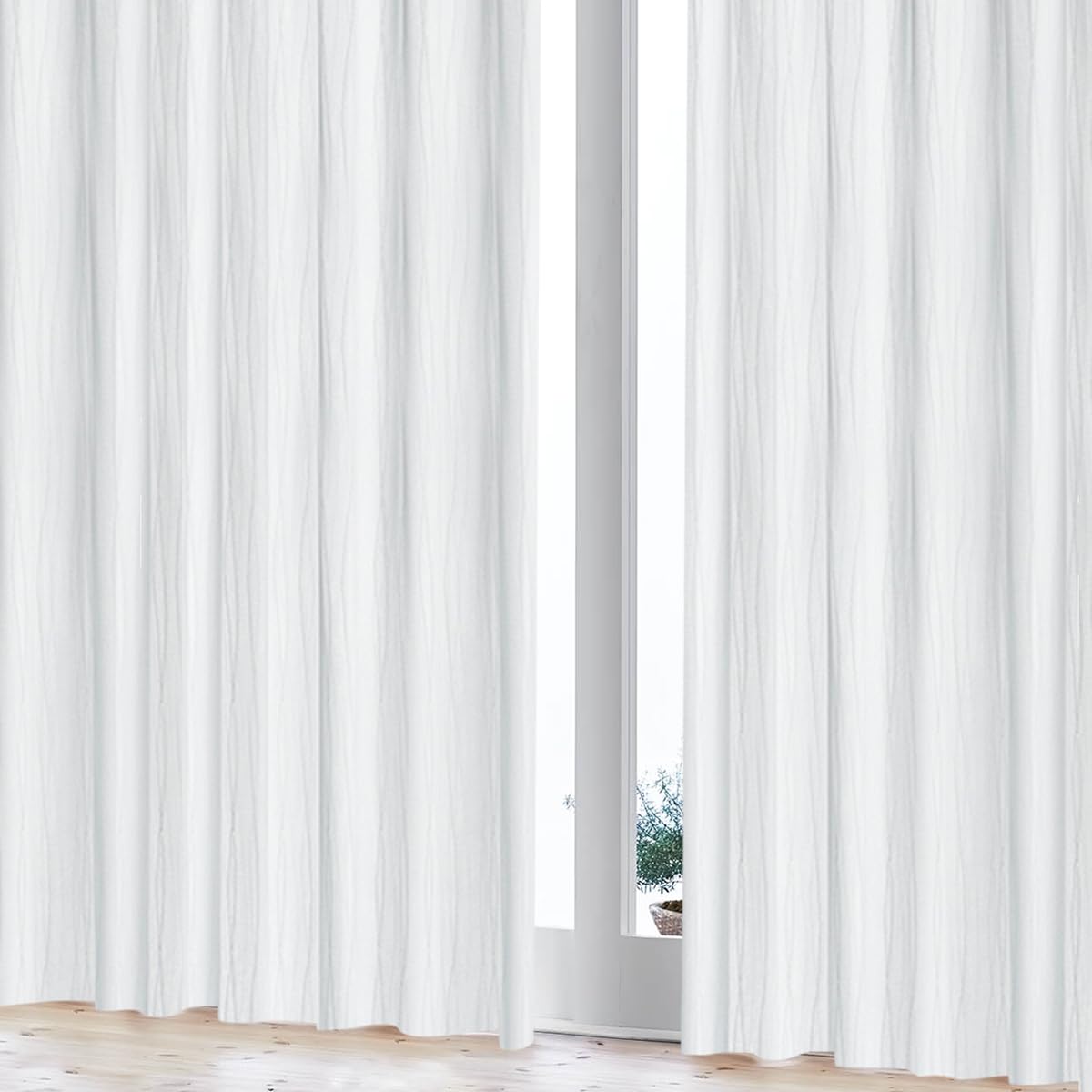 

Curtains Bright yet lace curtains with wide x 183cm x 2 with heat and a mirror Kurenai opaque, UV-blocking, privacy-blocking flame-retardant AAA белый