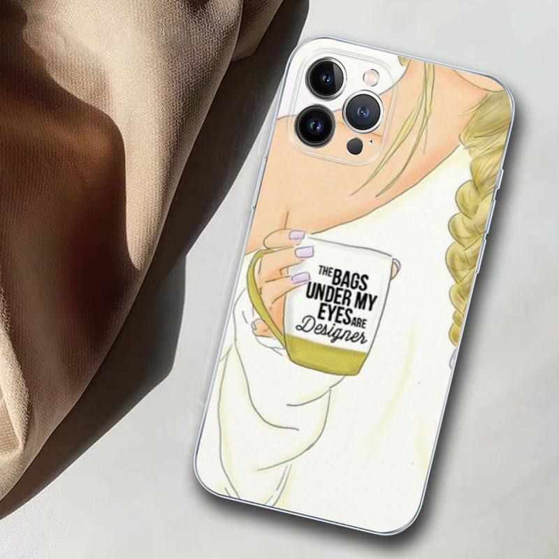 Kaffee und Mädchen Handyhülle Silikon Weich für iPhone 14 13 12 11 Pro Mini XS MAX 8 7 6 Plus X XS XR Hülle