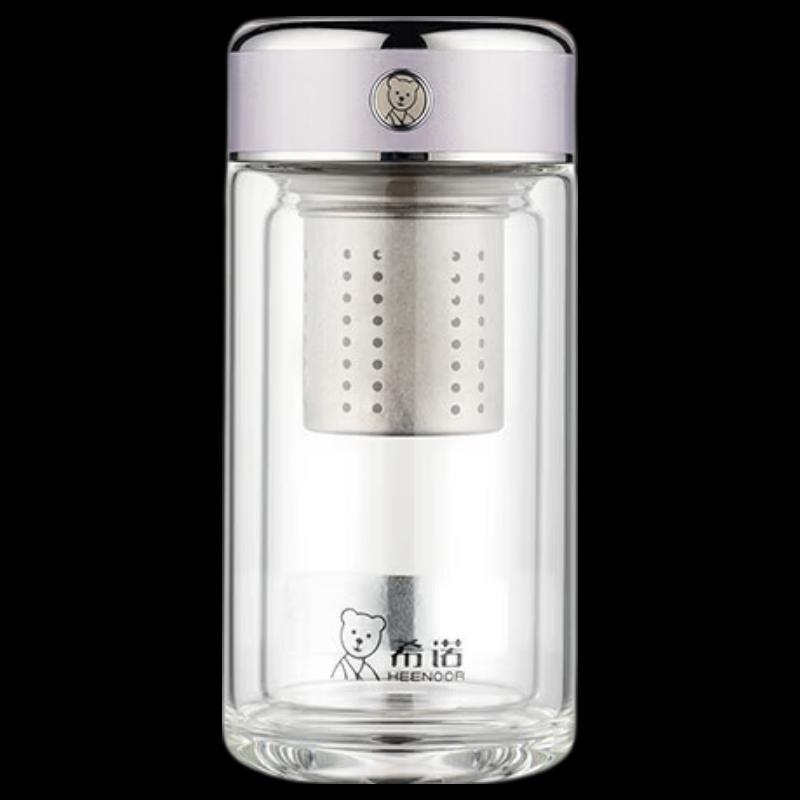 HEENOOR Double Wall Glass Tea Infuser Bottle