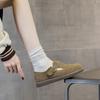 Buckle Women's Velvet Warm Cotton Shoes Autumn and Winter New Leather Casual Flat Cute
