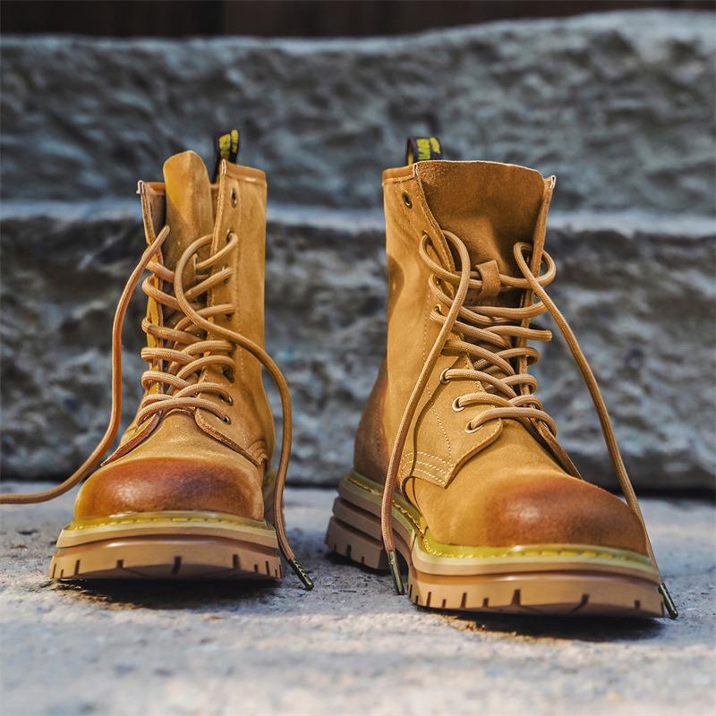 3370 Martin Boots for Men and Women Couples Mountaineering Hiking Rhubarb Boots Retro Tooling Autumn and Winter High-top Leather Boots