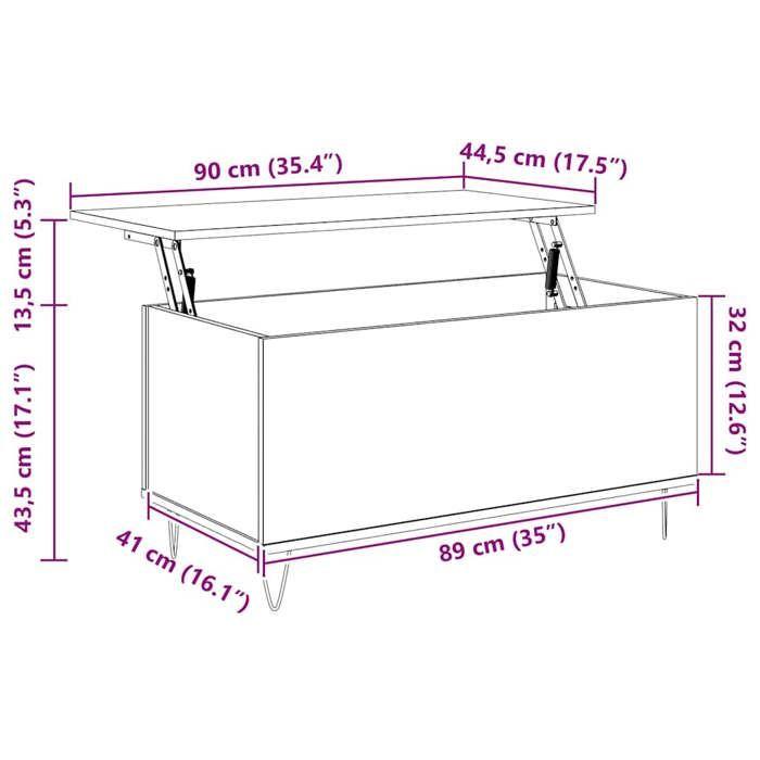 VidaXL Coffee Table Sonoma Grey 90x44.5x45 Cm Engineered Wood 830978