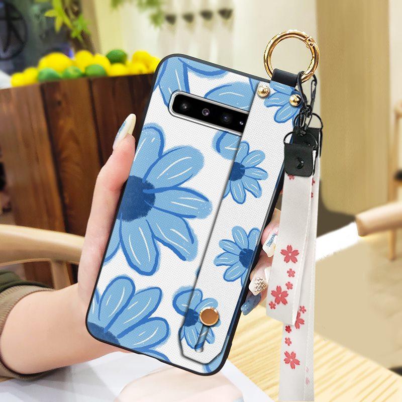 Phone Holder Oil Painting Phone Case For Samsung Galaxy S10 5G/SM-G977N Fashion Design Lanyard Silicone Shockproof Ring