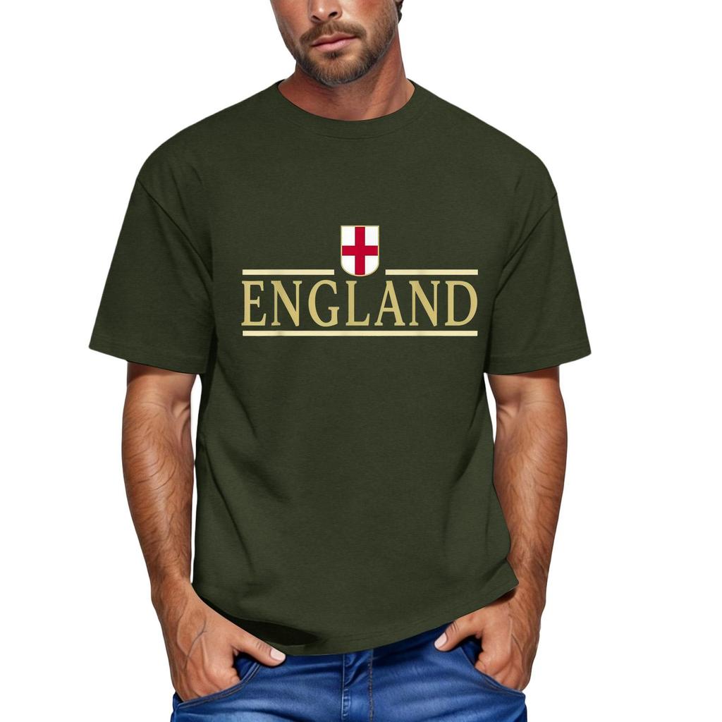 Men's Casual Short Sleeve Crew Neck T-Shirt England Football Inspired Graphic Print Comfortable Fit Lightweight Fabric