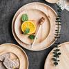 1Pc Round Wooden Plate Snack Dessert Plate Serving Tray Cake Fruit Dishes Food Plate Appetizer Tray Wooden Utensils Tableware