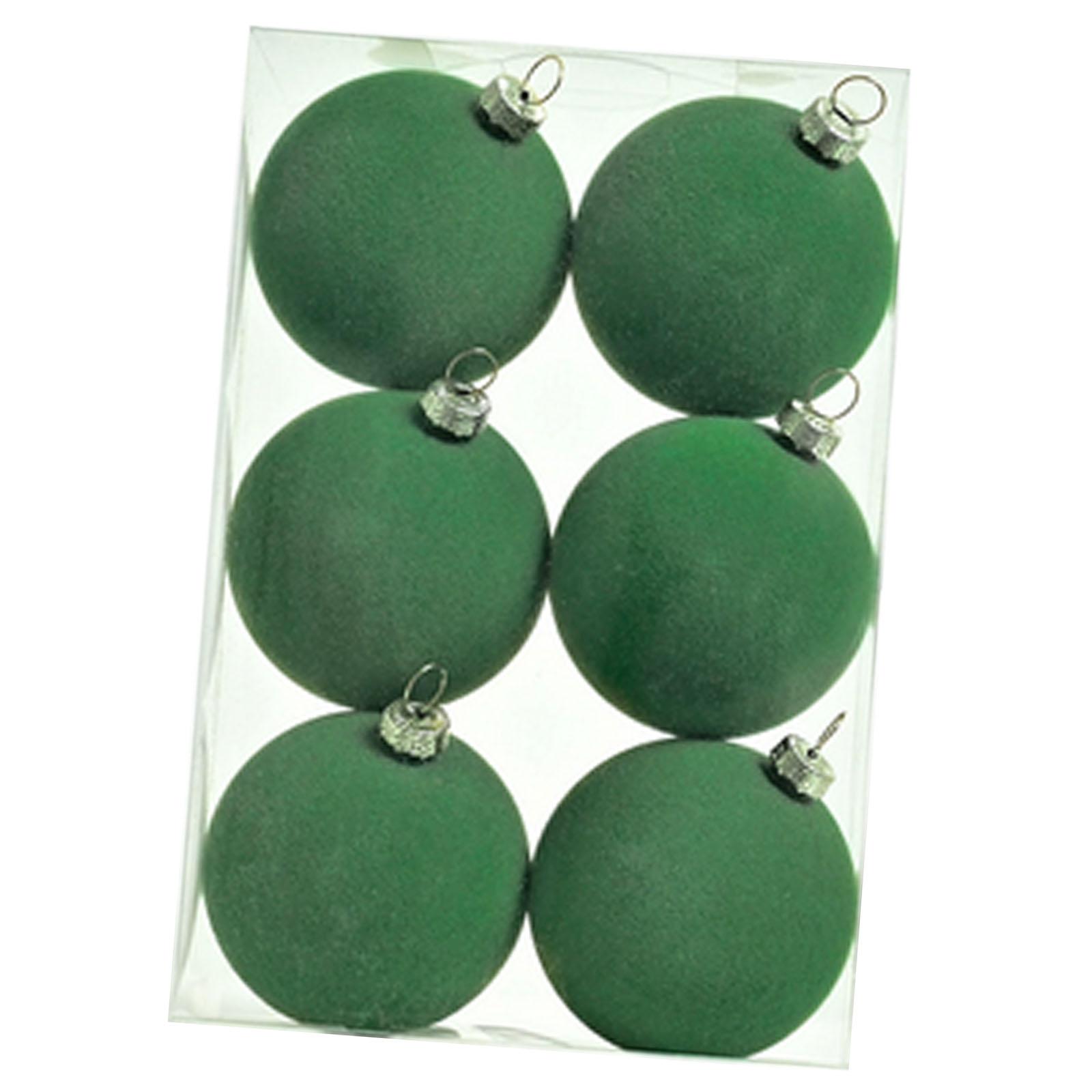 6x Flocked Christmas Ball Ornaments 6cm Window Christmas Hanging Ornaments