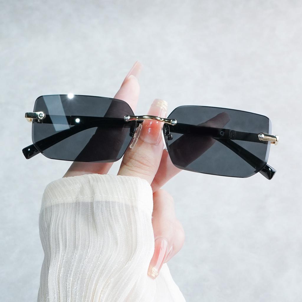 Vintage Style Frameless Square Y2K Fashion Glasses for Men Women Decorative Lens Function Normal Fit Daily Leisure