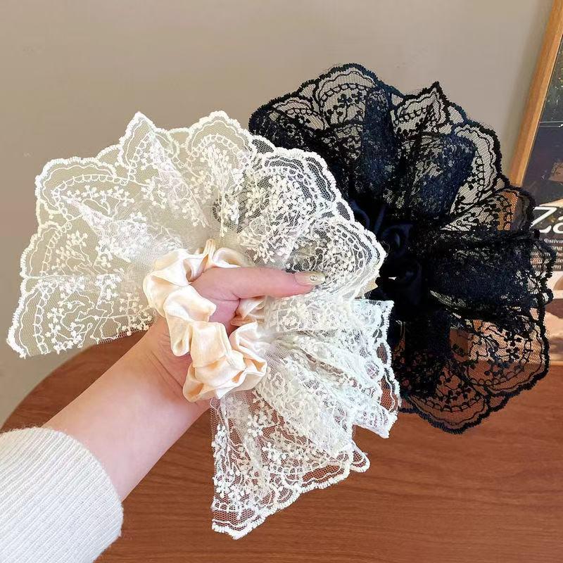 Korean Lace Hair Tie: Chic Women's Fashion Floral Elastic Hair Accessory 2025
