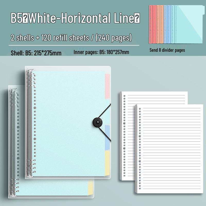 Extra Thick B5 Ring Binder Notebook with Loose-Leaf Refills - Comfortable for Hands, Perfect for Students