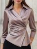 2025 Autumn Waist-Cinching Irregular Solid Color Shirt