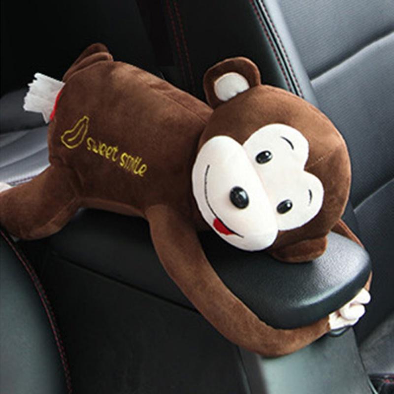 Cute Monkey Tissue Box For Car Seat Wall Hanging Cartoon Animals Roll Paper Towel Storage Box Interior Decorative Napkin Cases