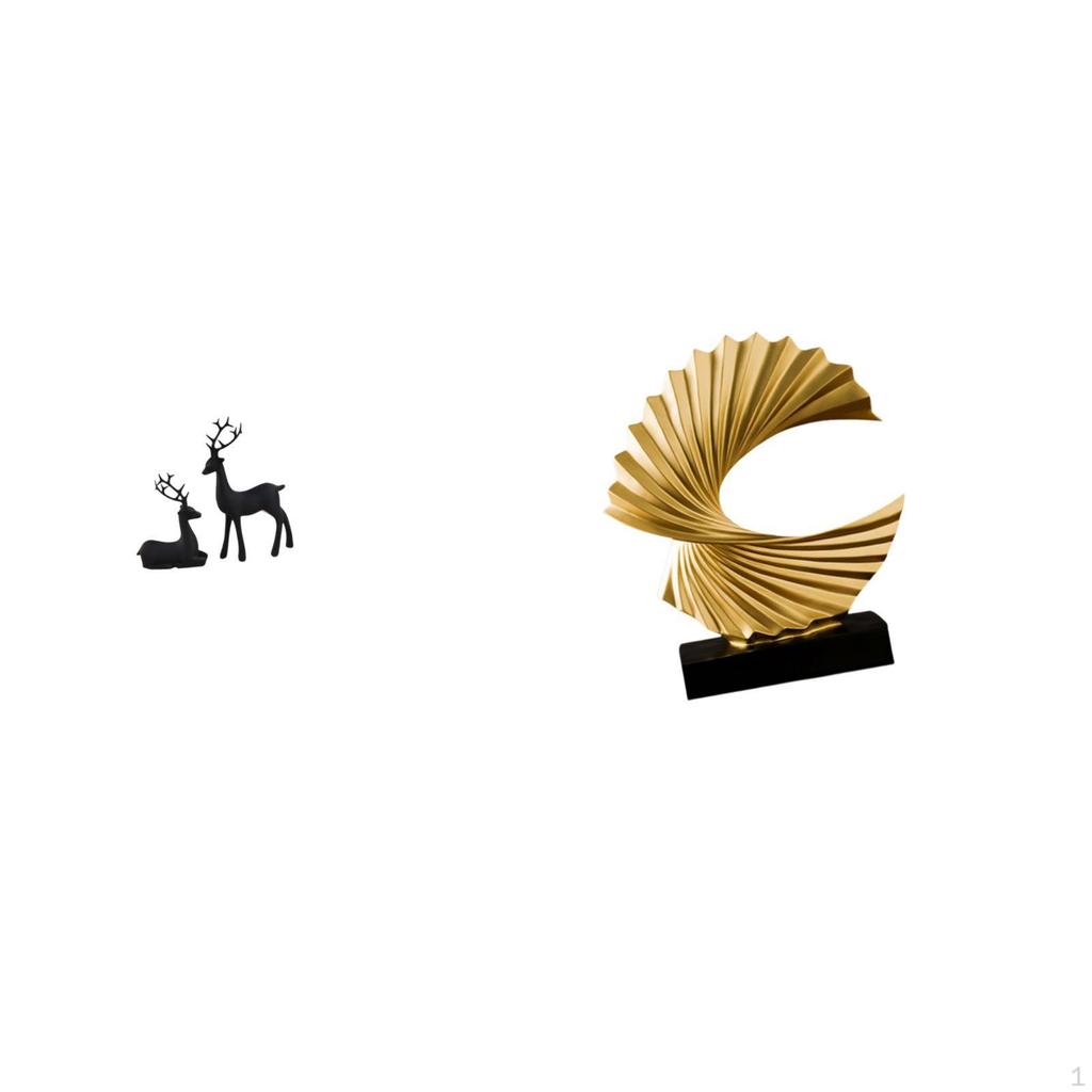 Reindeer Resin Figurine Sculpture Wave Abstract Artwork Tabletop Ornament Gift for Living Room