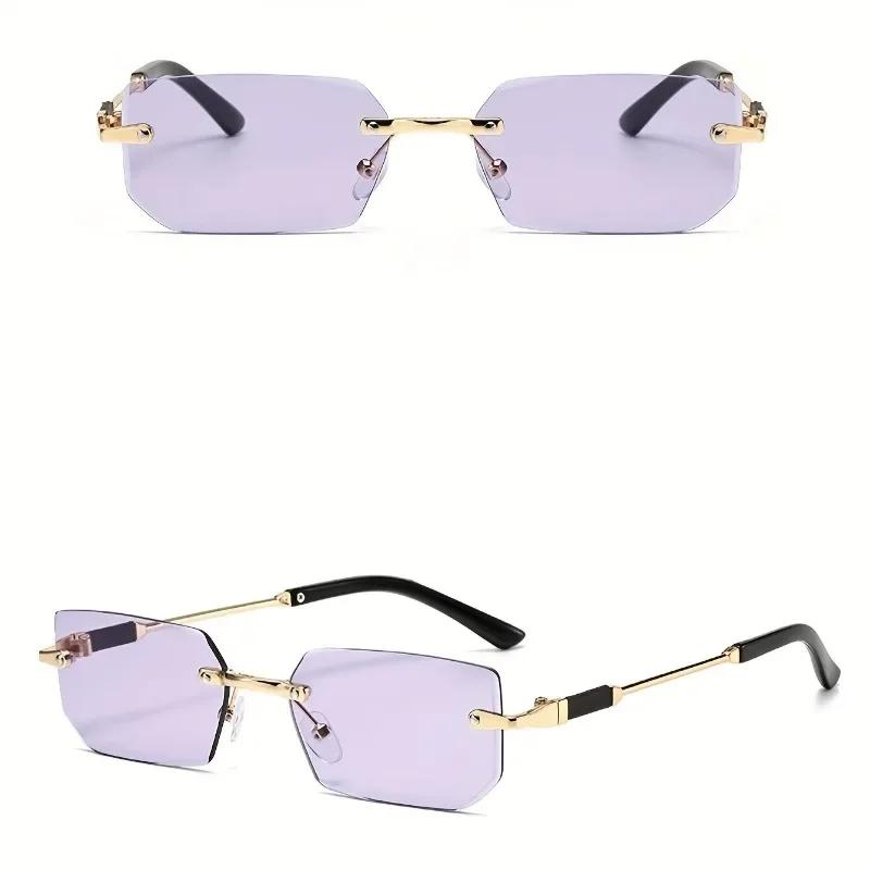1pc Y2K Frameless Sunglasses Women's Stylish UV Protection Slimming Effect Fashionable Sun Glasses