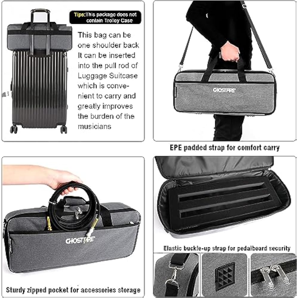 GHOSTFIRE Ultralight Guitar Effect Board Pedal Board with Aluminum Alloy Velcro Carrying Bag V Se...