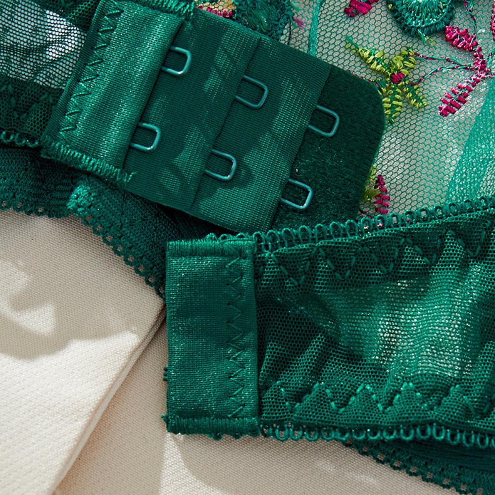 Lace Flower Embroidered Underwear Sexy Women's Bra Set Pure Desire Mesh Seduction Erotic Underwear Set Spot