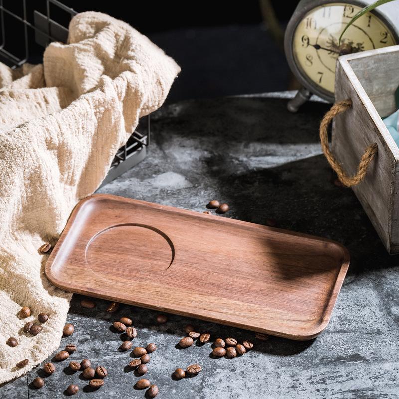 North American Walnut Cup Holder, Coffee Cup Saucer, Rectangular Round Solid Wood Coaster, Engraved Text