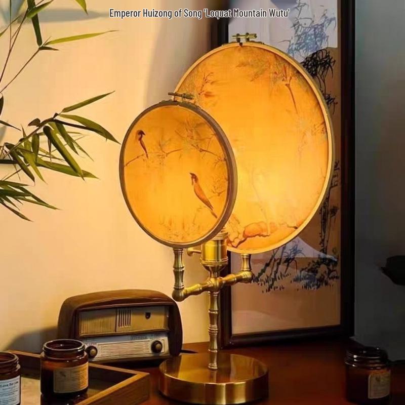 Retro Chinesische Tischlampe für Schlafzimmer und Arbeitszimmer – Dekorative Runde Fächerleuchte mit Kostenlosem Versand