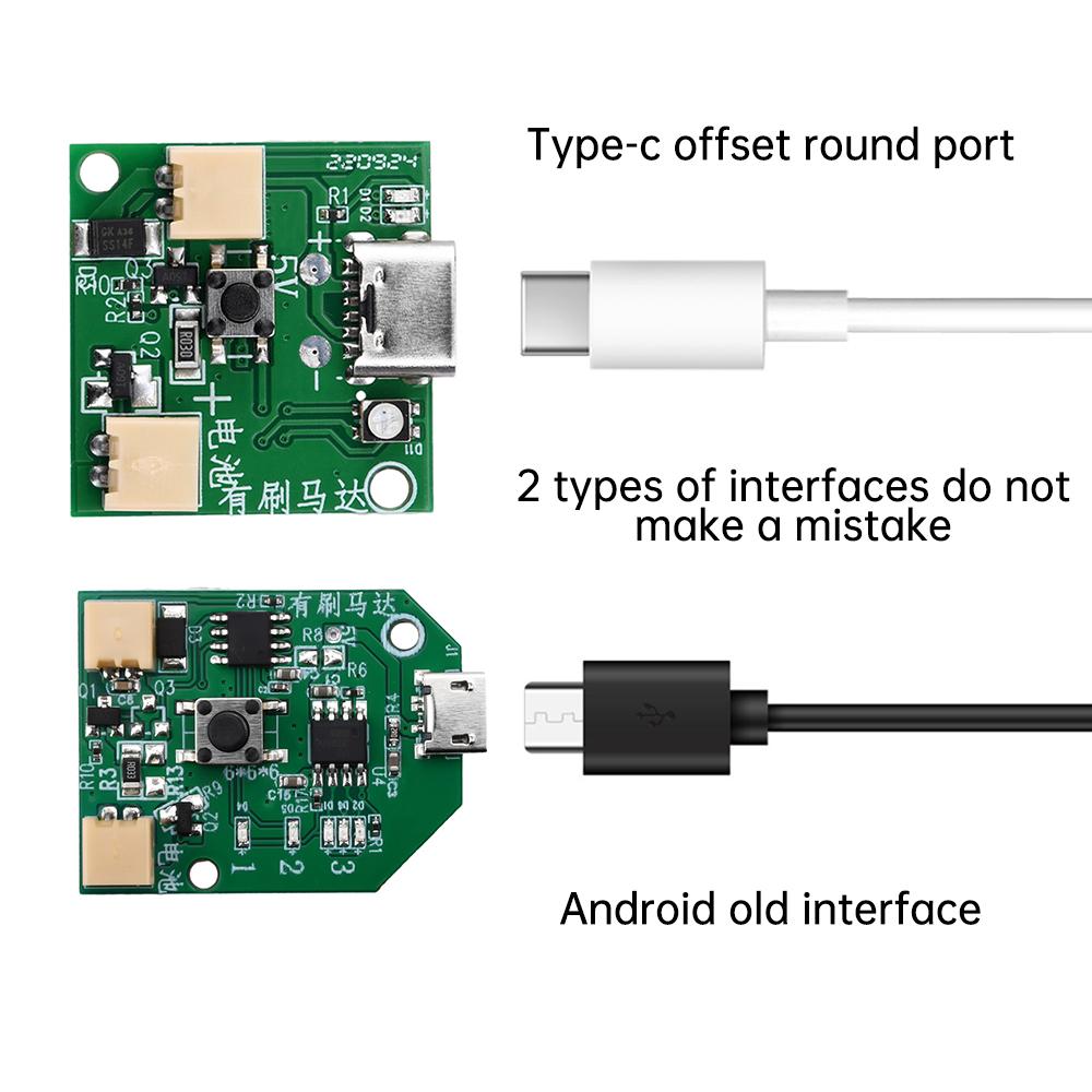 1/3PCS 3-Speed Universal Small Fan Control Board Micro USB Type-C Rechargeable Circuit Board Charging Module with Cable