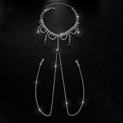 Luxuriöser Strass Milchring Brustkette Damen Sexy Würzig Metallperlenkette Milchclip Körperkette Erwachsen Erotisches Zubehör
