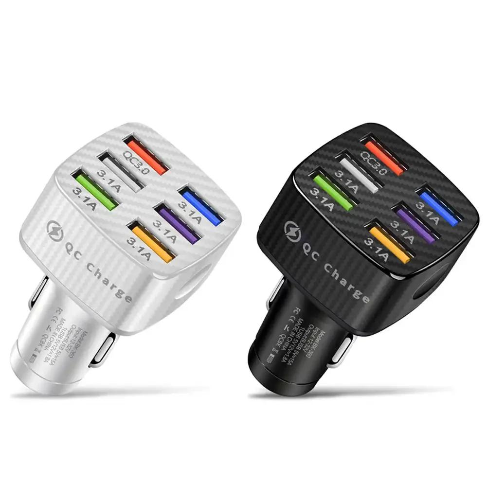 75W 6 USB Car Charger Fast Charging Phone Adapter in Car 15A For iPhone 13 12 Pro Xiaomi Huawei Samsung Car Quick Charge