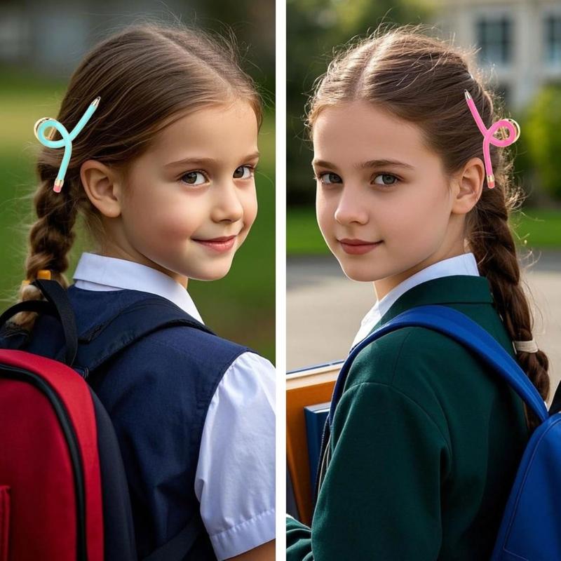 Aesthetic Pencil Hair Claw Clip Strong Hold Claw Clip Ponytail Holder for School Student Teachers Day Gifting Supply
