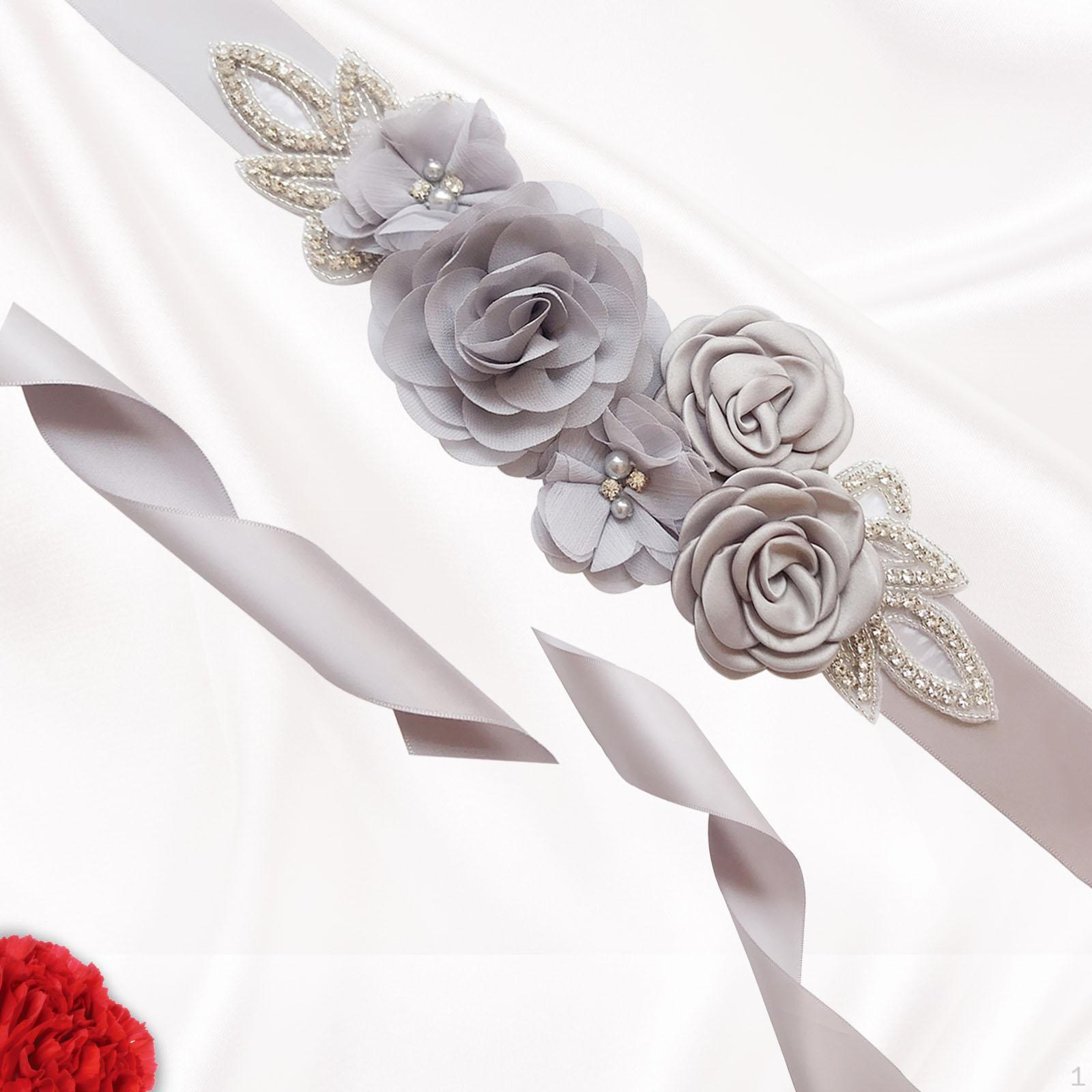 

Свадебный пояс-кушак для невесты, аксессуары, вечернее платье с цветком для праздника серый