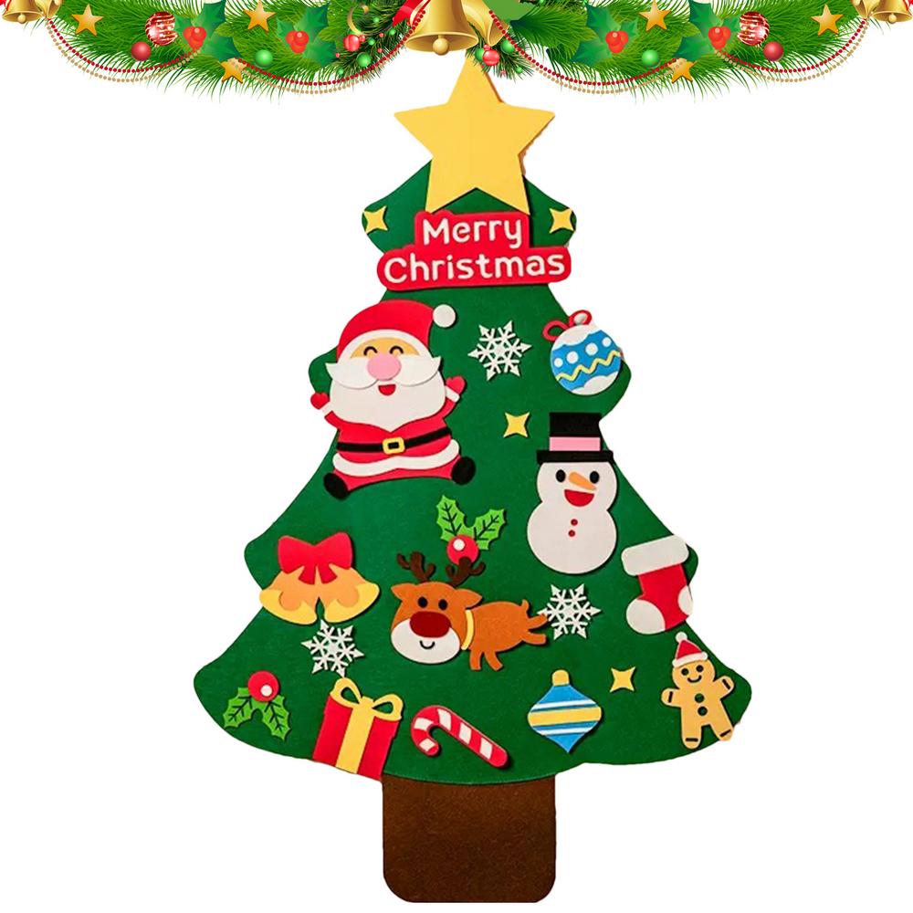 Набор фетровой рождественской елки Набор рождественской елки Съемная Детская рождественская игрушка Снеговик Наборы для поделок Чулок Рождественский декор Для двери и красный