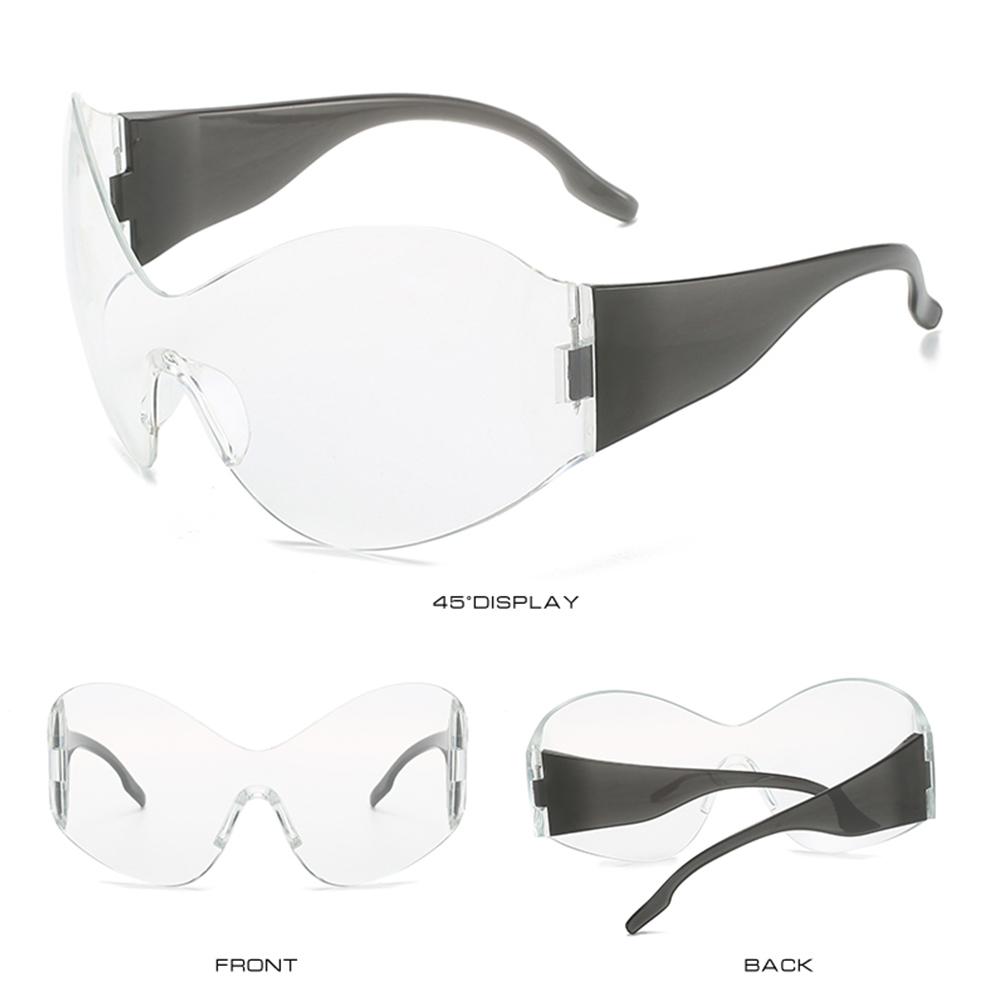 and Men Shades for Beach, Outdoor UV400 Protection Wrap Around Black Sun Glasses Oversized Futuristic Sunglasses Y2K Sunglasses