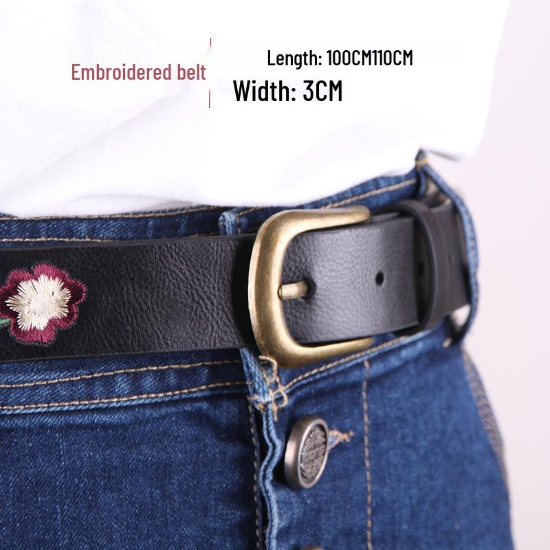 Embroidered Floral Women's Retro Belt - Classical Chinese Style for All-Match Skirts