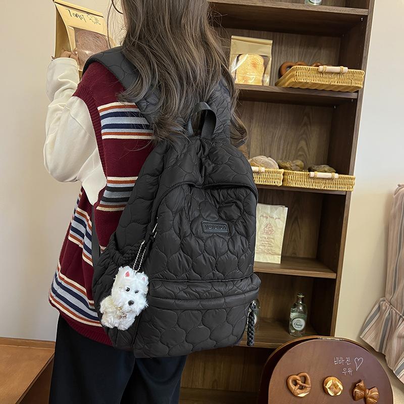Small fresh solid color embroidered thread cotton clothes schoolbag spring new large-capacity Japanese backpack
